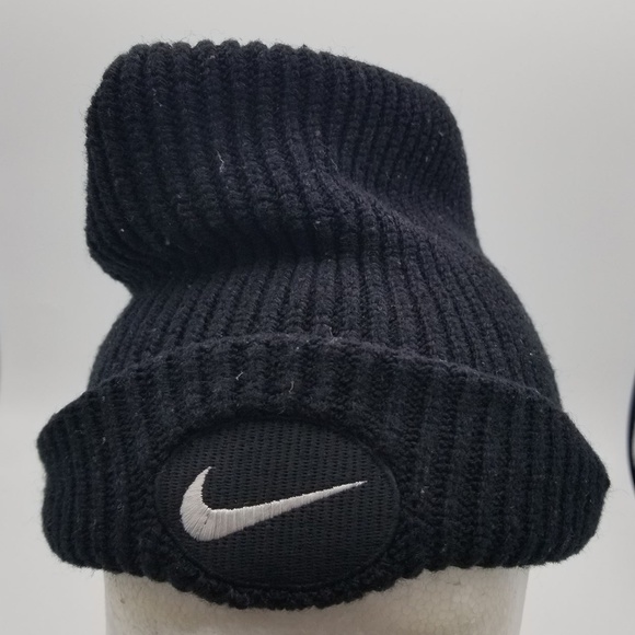Vintage Nike Black Beanie Hat Adult 